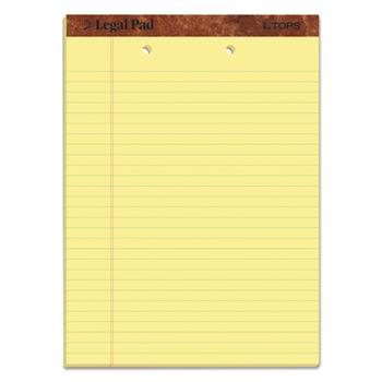 TOPS Perforated Pad, Wide Ruled, 8.5&quot; x 11.75&quot;, Canary Yellow Paper, 50 Sheets/Pad, 12 Pads