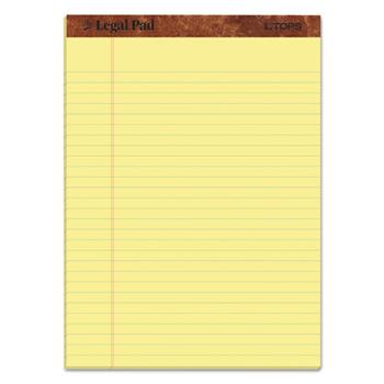 TOPS Perforated Pads, Legal Ruled, 8.5&quot; x 11&quot;, Canary Yellow Paper, 50 Sheets/Pad, 3 Pads/Pack