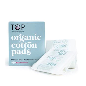 TOP Bulk Organic Cotton Day Pad, Ultra Thin with Wings, 1200/Carton