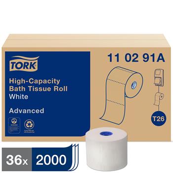 Tork T26 Advanced High-Capacity Toilet Paper, 1-Ply, 3.94&quot; x 625&#39;, White, 36/CT