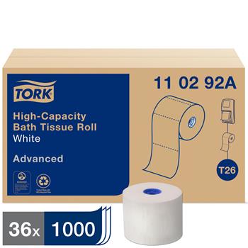 Tork T26 Advanced High-Capacity Toilet Paper, 2-Ply, 3.94&quot; x 312.5&#39;, White, 36/CT