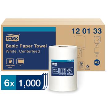 Tork&#174; Advanced Centerfeed M2 Hand Towel, 1-Ply, 8.25&quot; x 983&#39;, White, 1,000 Sheets/Roll 6 Rolls/CT