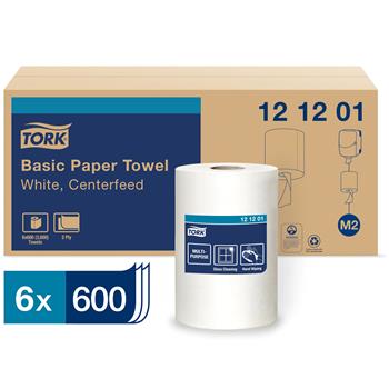 Tork&#174; M2 Advanced Soft Centerfeed Hand Towel, 2-Ply, 9&quot; x 590&#39;, White, 600 Sheets/Roll 6 Rolls/CT