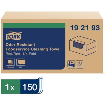 Tork Odor Resistant Foodservice Cleaning Towel, 13&quot; x 24&quot;, 1-Ply, Red, 150/CT