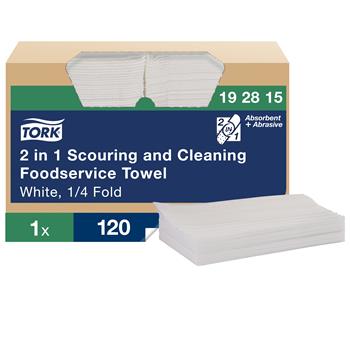 Tork 2 in 1 Scouring and Cleaning Foodservice Towel, Absorbent, White,120 Sheets/Carton