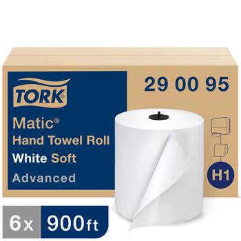 Tork&#174; H1 Advanced Soft Matic&#174; Hand Towel Roll, 1-Ply, 7.68&quot; x 900&#39;, White, 6 Rolls/CT
