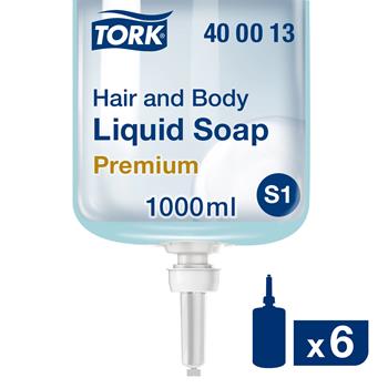 Tork Premium S1 Hair And Body Liquid Soap, 33.8 oz, 6 Bottles/CS