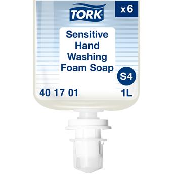 Tork Sensitive Hand Washing Foam Soap, S4, No Fragrance Added, 1 Liter, 6 Soaps/Carton