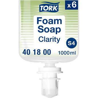 Tork Clarity Hand Soap Foam S4, Unscented, 1 L, 6/Carton