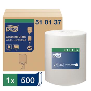 Tork W2 Cleaning Cloth, 1-Ply, 12.6&quot; x 416.67&#39;, White, 1/Roll