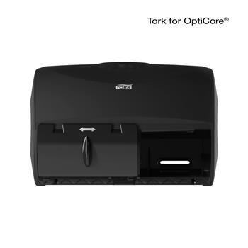 Tork T11 Twin Bath Tissue Roll Dispenser For OptiCore&#174;, 7.2&quot; x 11&quot; x 8.2&quot;, Black