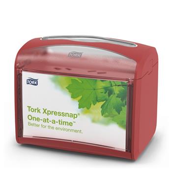 Tork Xpressnap Tabletop Napkin Dispenser N4, Signature Range, Red, 6.7 in x 7.9 in x 5.6 in