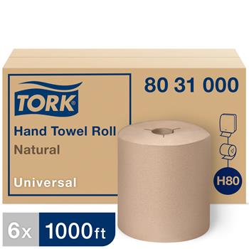Tork&#174; Universal H80 Hand Towel Roll, 1-Ply, 7.9&quot; x 1,000&#39;, Nature, 6 Rolls/CT