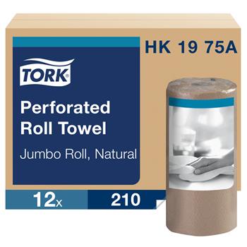 Tork&#174; Perforated Roll Towel, Jumbo Roll, 2-Ply, 11&quot; x 9&quot;, Natural, 210 Sheets/Roll, 12 Rolls/CT