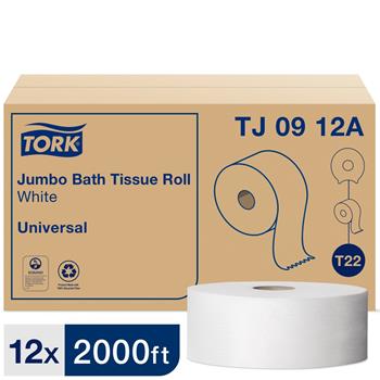 Tork Universal Jumbo Bath Tissue, 1-Ply, 2,000&#39;, White, 12 Roll/CT