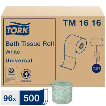 Tork T24 Universal Toilet Paper Roll, 2-Ply, 4.38 in. x 156.25&#39;, White, 500 Sheet/Roll 96 Rolls/Carton