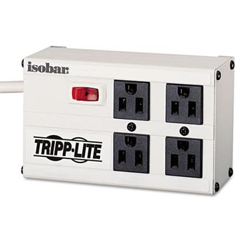Tripp Lite by Eaton ISOBAR4 Isobar Surge Suppressor, 4 Outlets, 6 ft Cord, 330 Joules, Light Gray