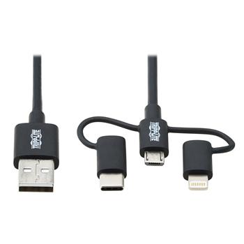 Tripp Lite by Eaton Universal USB-A to Lightning, USB Micro-B and USB-C Sync/Charge Cable