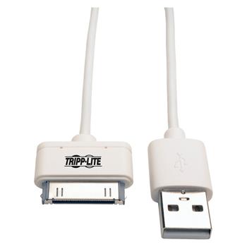 Tripp Lite by Eaton USB Sync/Charge Cable With Apple 30-Pin Dock Connector, White, 3&#39;