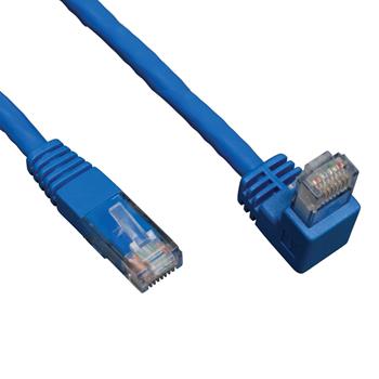 Tripp Lite by Eaton Down-Angle Cat6 Gigabit Molded UTP Ethernet Cable, RJ45 Right-Angle Down M to RJ45 M, Blue, 5&#39;