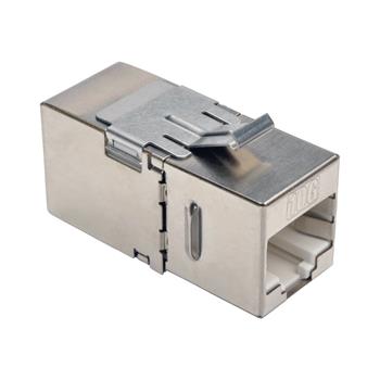 Tripp Lite by Eaton Cat6a Straight-Through Modular Shielded In-Line Snap-In Coupler With 90-Degree Down-Angled Port, RJ45 F/F, TAA