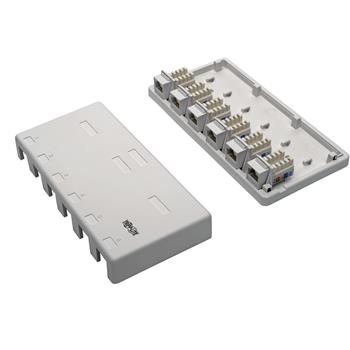 Tripp Lite by Eaton Pre-Configured Unshielded Cat6 6-Port Surface-Mount Box, 110 IDC, RJ45, White