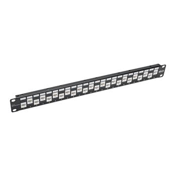 Tripp Lite by Eaton 24-Port 1U Rack-Mount Cat6a/Cat6/Cat5e Offset Feed-Through Patch Panel With Cable Management Bar, RJ45 Ethernet, TAA