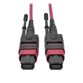 Tripp Lite by Eaton 100G MTP/MPO Multimode OM4 Plenum-Rated Fiber Optic Cable, F/F, 12 Fiber, 40/100GBASE-SR4, Push/Pull Tabs, Magenta, 1 m