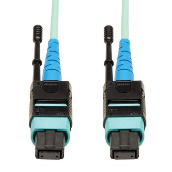 Tripp Lite by Eaton 100G MTP/MPO Multimode OM3 Plenum-Rated Fiber Optic Cable, CXP, 24 Fiber, 100GBASE-SR10, Push/Pull Tabs, Aqua, 2 m