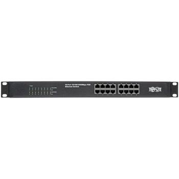 Tripp Lite by Eaton 16-Port 10/100/1000 Mbps 1U Rack-Mount/Desktop Gigabit Ethernet Unmanaged Switch with PoE+, 230W, Metal Housing