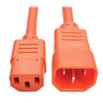 Tripp Lite by Eaton PDU Power Cord, C13 to C14, 10A, 250V, 18 AWG, 2 ft (0.61 m), Orange