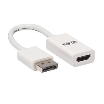 Tripp Lite by Eaton DisplayPort To HDMI Active Adapter, M/F, 4K 60Hz, HDR, DP 1.2, HDCP 2.2, White, 6&quot;