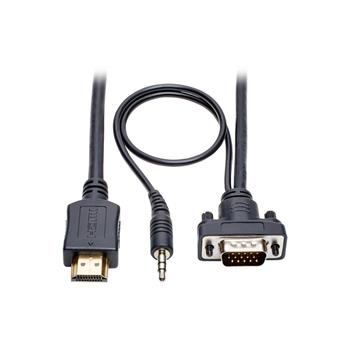 Tripp Lite by Eaton HDMI To VGA + Audio Active Adapter Cable, HDMI To Low-Profile HD15 + 3.5 mm M/M, 3&#39;