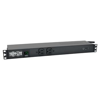 Tripp Lite by Eaton 1.5kW Single-Phase Metered PDU + Isobar Surge Suppression, 100-127V Outlets (14 5-15R), 15 ft Cord, 1U Rack-Mount