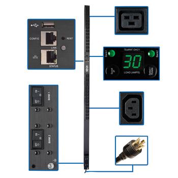 Tripp Lite by Eaton 5.5kW Single-Phase Monitored PDU with LX Platform Interface, 208/230V Outlets (20 C13 &amp; 4 C19)