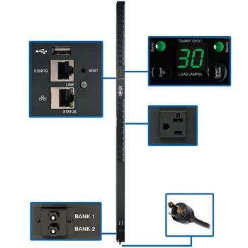 Tripp Lite by Eaton 2.9kW Single-Phase Monitored PDU with LX Platform Interface, 120V Outlets, L5-30P Plug, 0U Vertical, TAA