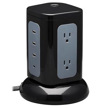 Tripp Lite by Eaton 6-Outlet Surge Protector Tower, USB-A/USB-C, 1800 Joules, 8 ft Cord, Black