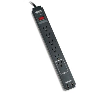 Tripp Lite by Eaton Protect It! 6-Outlet Surge Protector, 990 Joules, USB ports, 6 ft Cord, Black Housing