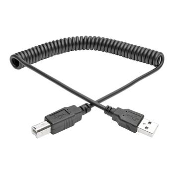 Tripp Lite by Eaton USB 2.0 A/B Coiled Cable, M/M, 10&#39;