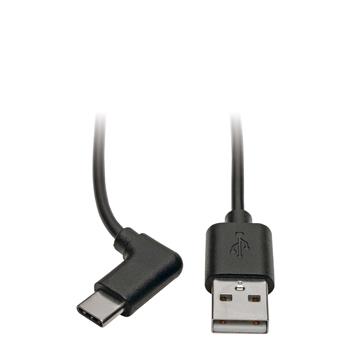 Tripp Lite by Eaton USB-A To USB-C Cable, Right-Angle USB-C, USB 2.0, Thunderbolt 3 Compatible, M/M, 3&#39;