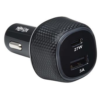 Tripp Lite by Eaton Dual-Port USB Car Charger With 45W Charging, USB-C, 27W, QC4+, USB-A, 18W, QC 3.0, Black