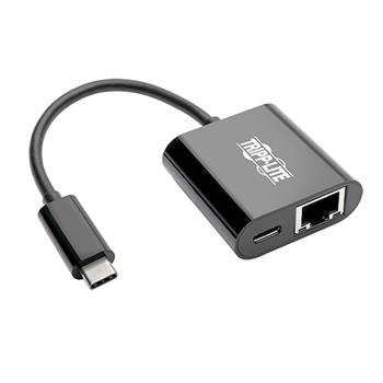 Tripp Lite by Eaton USB-C to Gigabit Network Adapter with USB-C PD Charging, Thunderbolt 3, Black