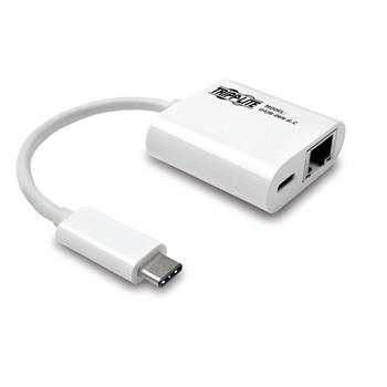 Tripp Lite by Eaton USB-C to Gigabit Network Adapter with USB-C PD Charging, Thunderbolt 3, White