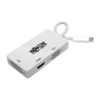 Tripp Lite by Eaton USB-C Multiport Adapter, M/3xF, 4K HDMI, DVI, VGA, HDCP, White