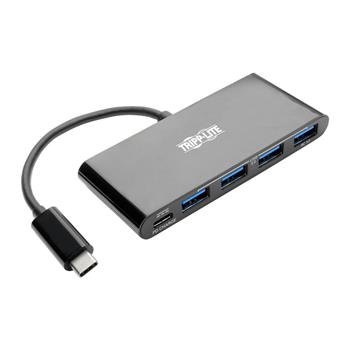 Tripp Lite by Eaton 4-Port USB-C Hub with Power Delivery, USB-C to 4x USB-A Ports, USB 3.0, Black