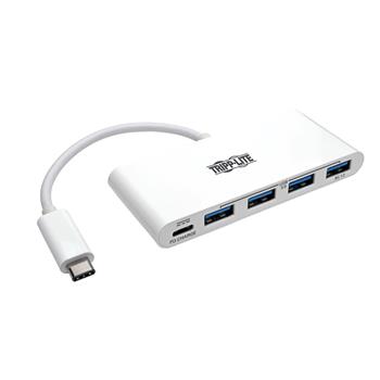 Tripp Lite by Eaton 4-Port USB-C Hub with Power Delivery, USB-C to 4x USB-A Ports, USB 3.0, White