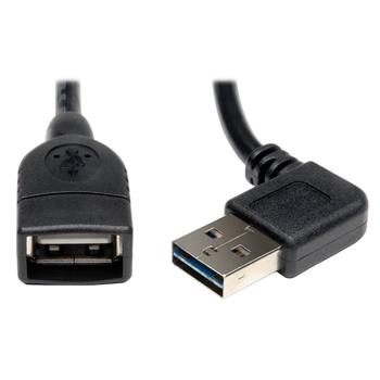 Tripp Lite by Eaton Universal Reversible USB 2.0 Extension Cable, Reversible Right/Left-Angle A to A M/F, 18&quot;