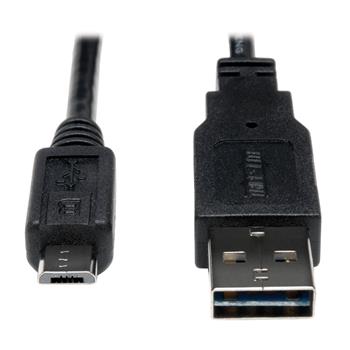 Tripp Lite by Eaton Universal Reversible USB 2.0 Cable, 28/24AWG, Reversible A to 5Pin Micro B M/M, 1&#39;