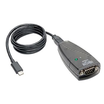 Tripp Lite by Eaton USB-C to Serial DB9 RS232 Adapter Cable, 3&#39; Keyspan, High-Speed M/M, TAA