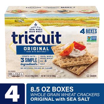 Triscuit Crackers Original with Sea Salt, 8.5 oz Boxes, 4 Boxes/Case